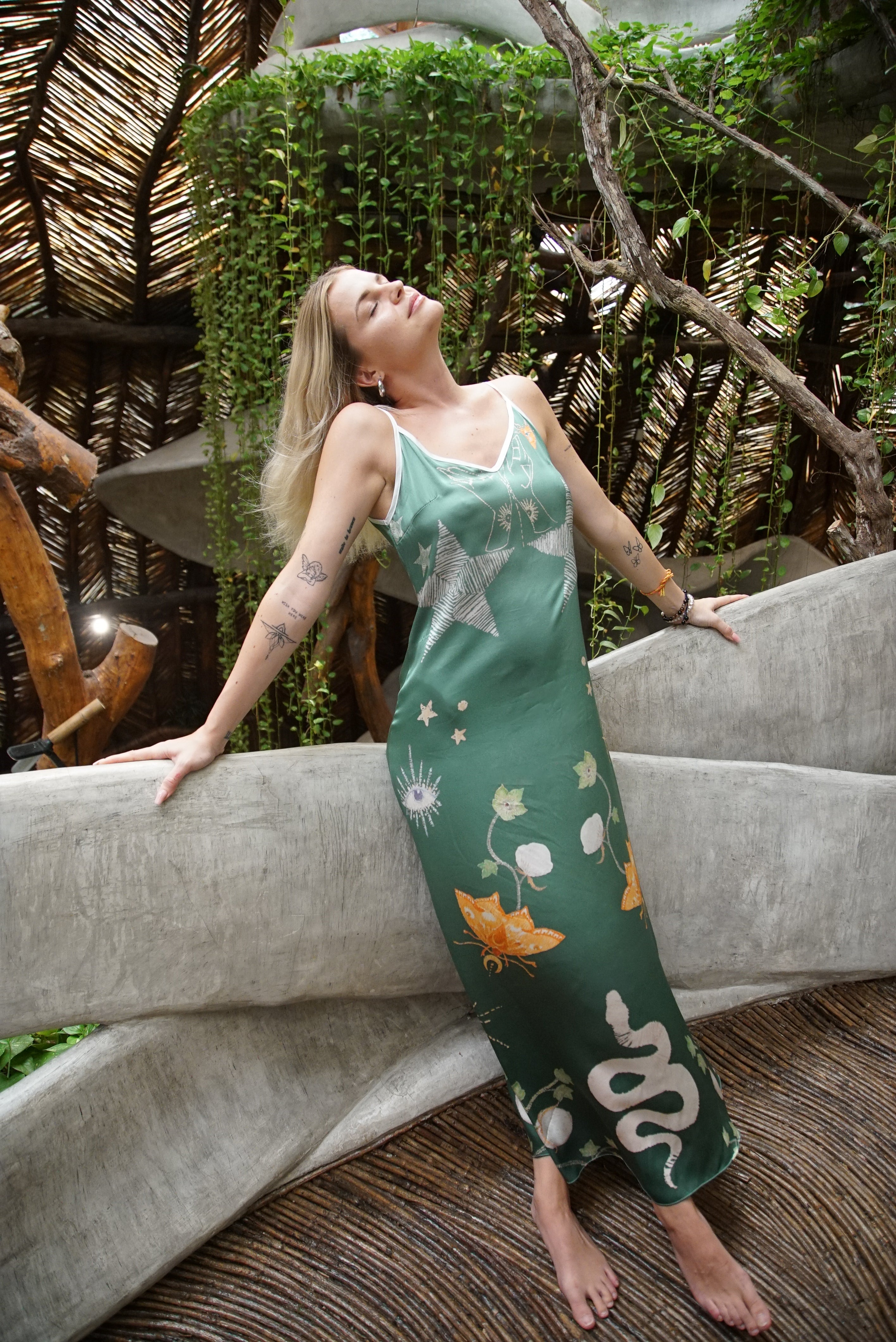 Violet Apollo Andromeda Silk Dress in Jungle Altar, women&