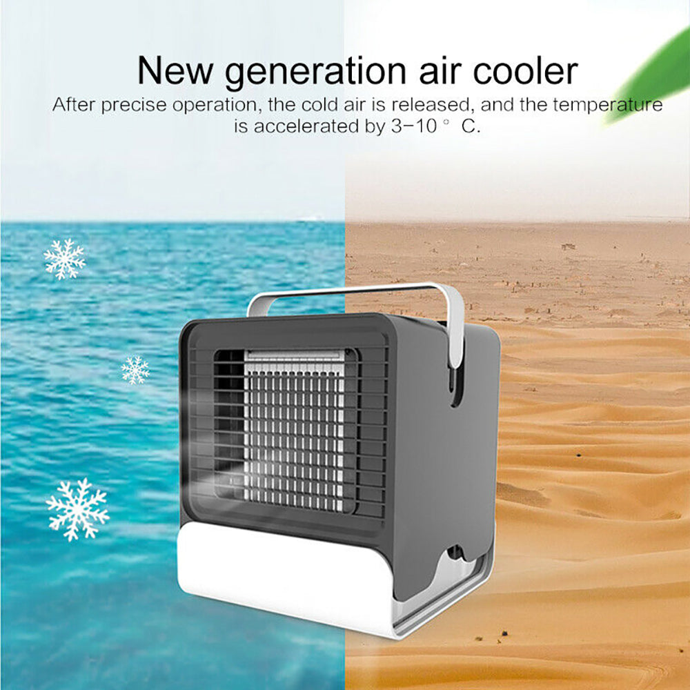 Teal Simba USB mini negative ion cool fan air conditioner, portable tech accessory with compact design and cooling feature.