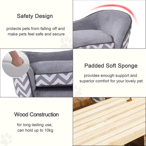 Taupe Shadow PawHut soft warm elevated dog bed with plush cushion and raised sides, perfect for puppies and small dogs.