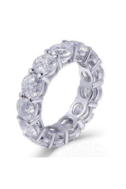 925 silver oval cubic zirconia band ring featuring a polished silver band with a central oval-shaped cubic zirconia gemstone.