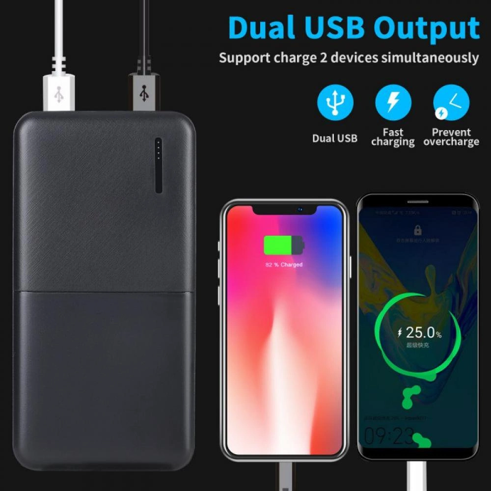 Lilac Milo fast charging power bank with dual USB outputs, portable tech accessory for quick device charging and on-the-go power.