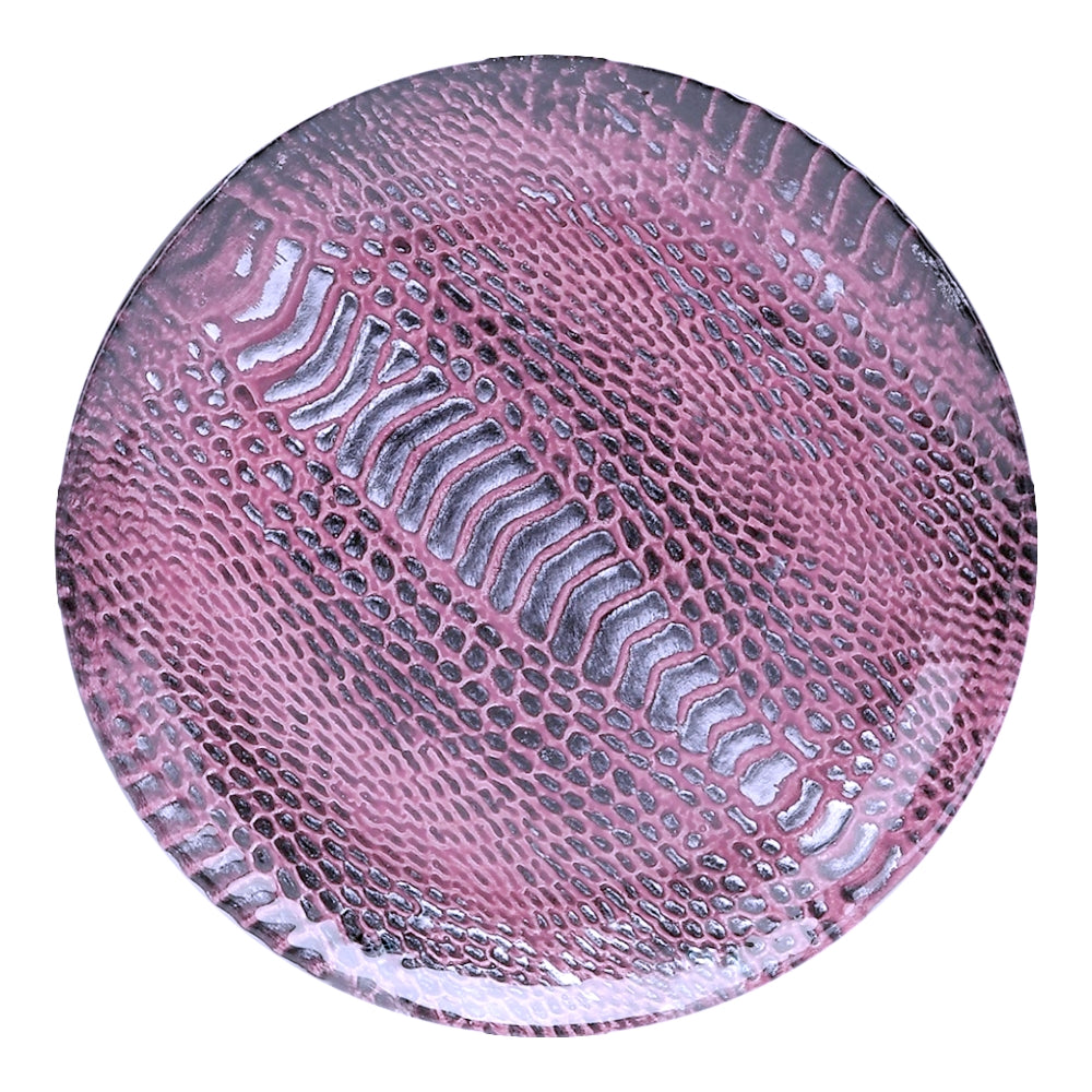 Set of four White Zeus snakeskin 6-inch canapé plates with a stylish, textured snakeskin pattern for elegant serving.