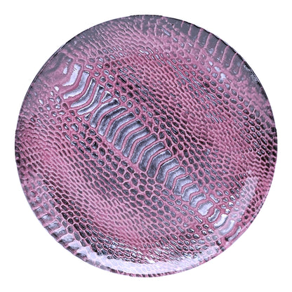Set of four White Zeus snakeskin 6-inch canapé plates with a stylish, textured snakeskin pattern for elegant serving.