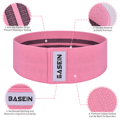 Three Lilac Milo resistance exercise fitness bands in a set, suitable for strength training and workout routines.