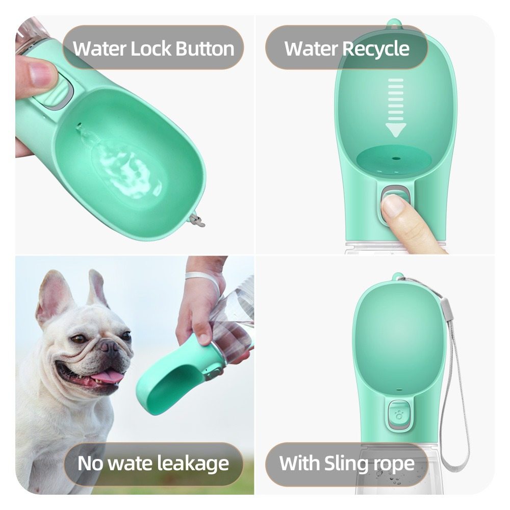 Lilac Milo outdoor pet dog and cat water dispenser with travel-friendly bowls for feeding and hydration.