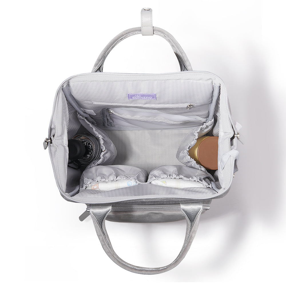 Maroon Chronos luxurious velvet diaper backpack with multiple compartments and stylish design for parenthood accessories.