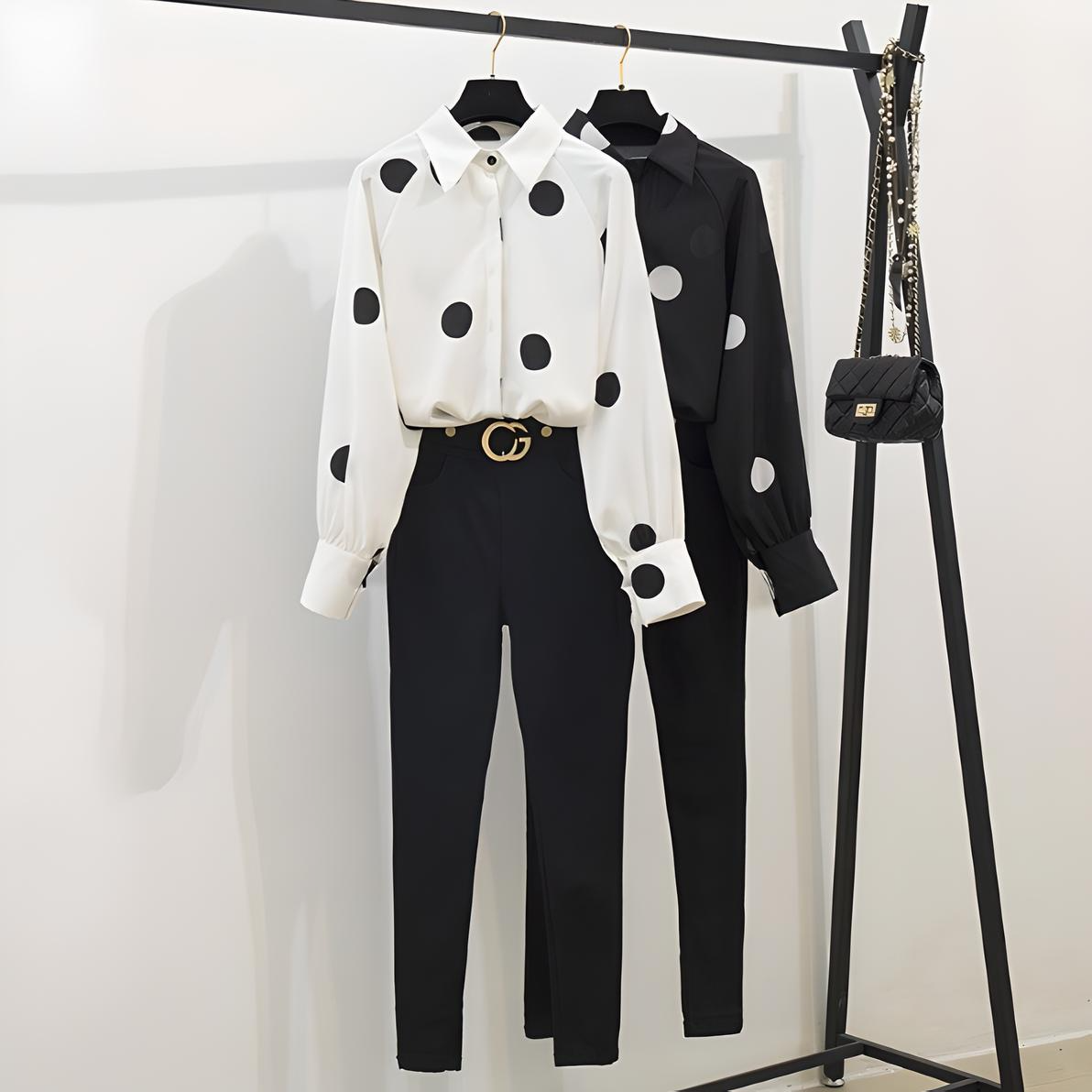 Carmine Juneberry chiffon suit set ensemble featuring flowing fabric, elegant design, and coordinated matching top and pants.