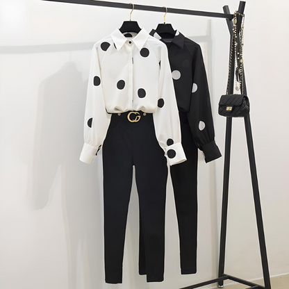 Carmine Juneberry chiffon suit set ensemble featuring flowing fabric, elegant design, and coordinated matching top and pants.