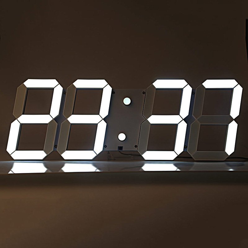 Fuchsia Molly digital LED wall clock displaying time in a modern, sleek design for audio and video room decor.