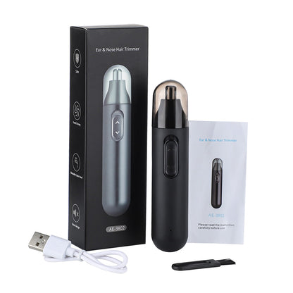 Maroon Asteria electric nose hair trimmer and shaver for unisex ear, nose, and neck grooming with clipper attachments.