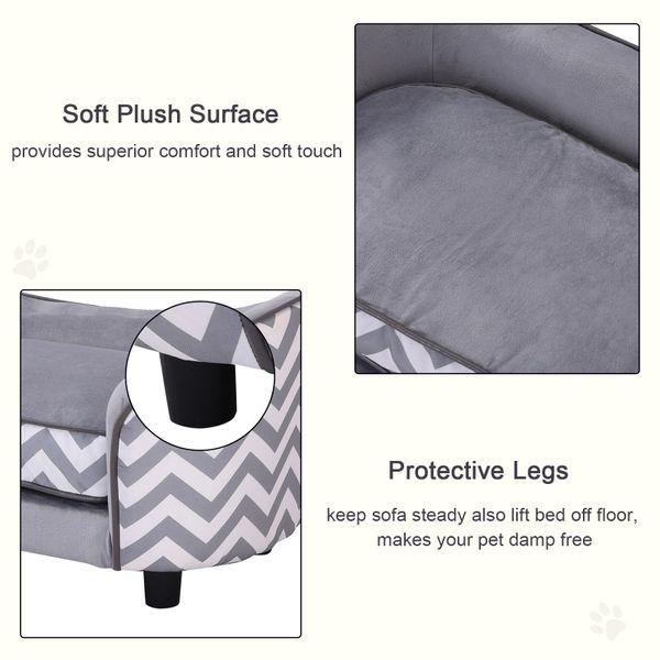 Taupe Shadow PawHut pet soft warm elevated dog bed with cushioned sleeping surface and raised sides for comfort and support.