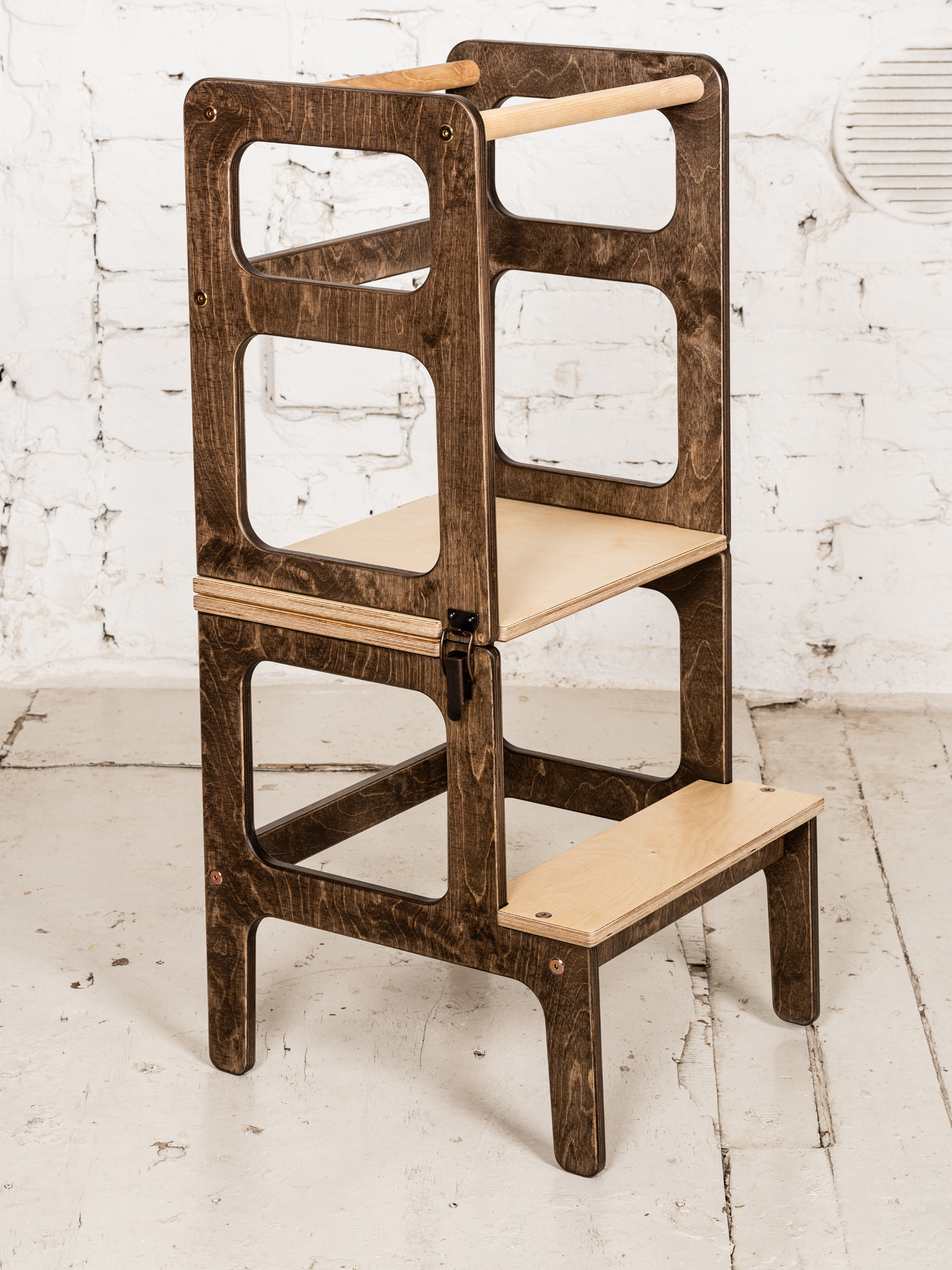 Brown 2-in-1 kitchen helper table by Lavender Arachne, versatile furniture piece with sturdy design and functional surface.