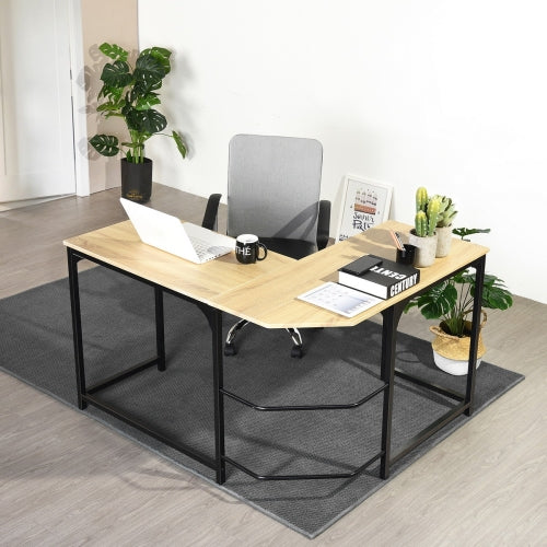 Teal Simba L-shaped computer desk with wooden finish, ideal for home office and workstation setup.