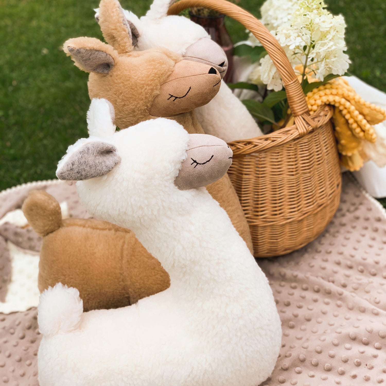 Rusty brown Ochre Ares alpaca soft toy pillow with a plush, cuddly appearance, perfect for children and decorative use