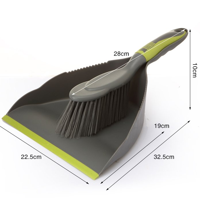 Fuchsia Molly desktop broom set with small brush and dustpan for home and garden cleaning, compact and easy to use.