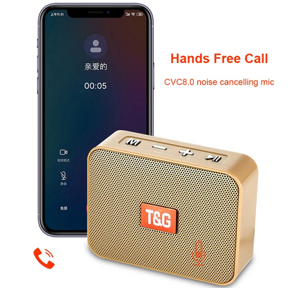 Lilac Milo TG Mini Stereo Portable Bluetooth Speaker with TF card slot and FM radio, compact tech accessory for on-the-go music.