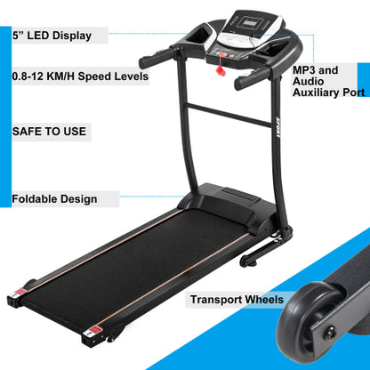 Teal Simba Classic Folding Electric Treadmill with motorized running belt and digital display for home fitness workouts
