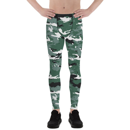 Maroon Sooty Earth Green Camo Men’s activewear leggings with camouflage pattern and comfortable fit.