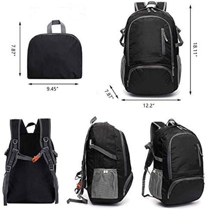 Teal Simba folding ultralight backpack with laptop compartment, suitable for sports and outdoor activities, shown in a compact, portable design.