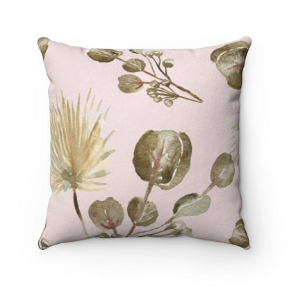 Yellow Pandora Garder Blossoms double-sided faux suede square cushion with floral print for stylish home decor.