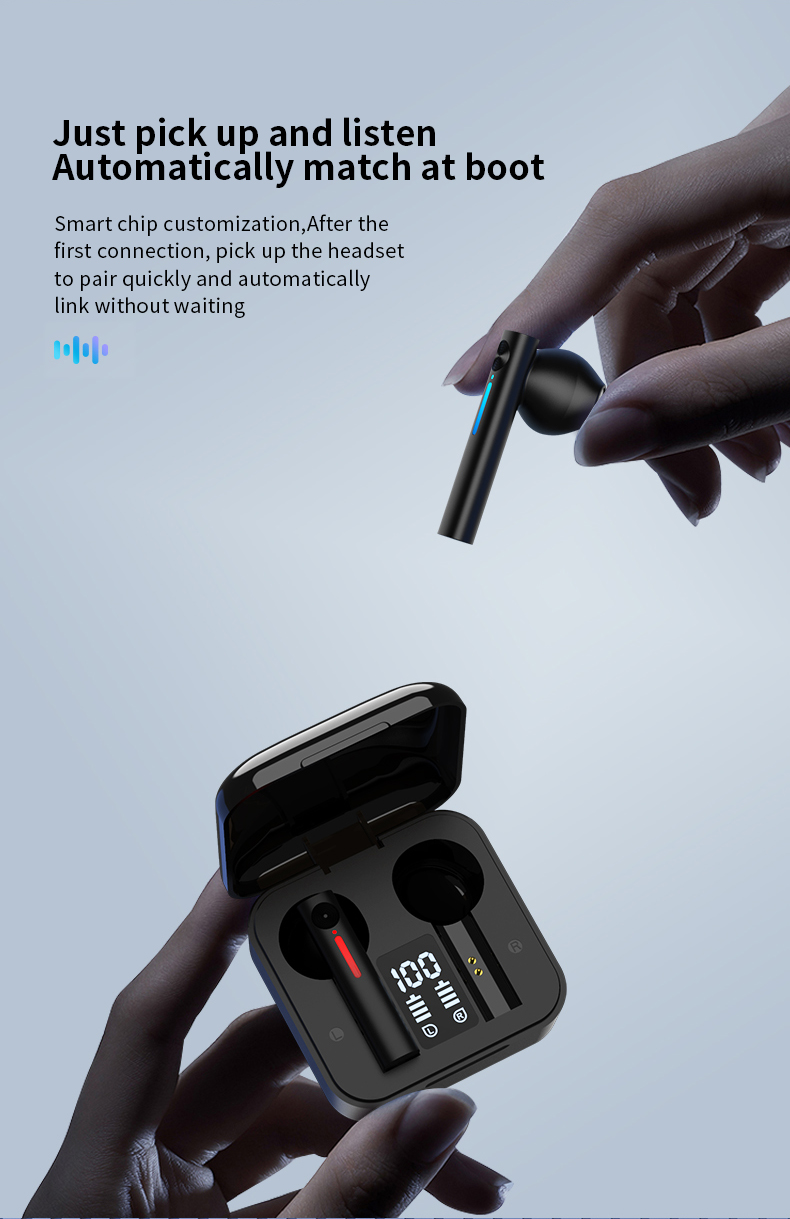 Teal Simba Bluetooth wireless earphones with LED indicator and built-in microphone, TWS true wireless stereo tech accessory.