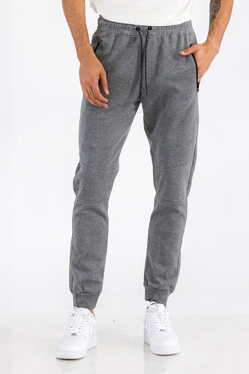 Light gray heathered cotton sweats for men from Lime Milo, showing a relaxed fit and soft fabric texture.