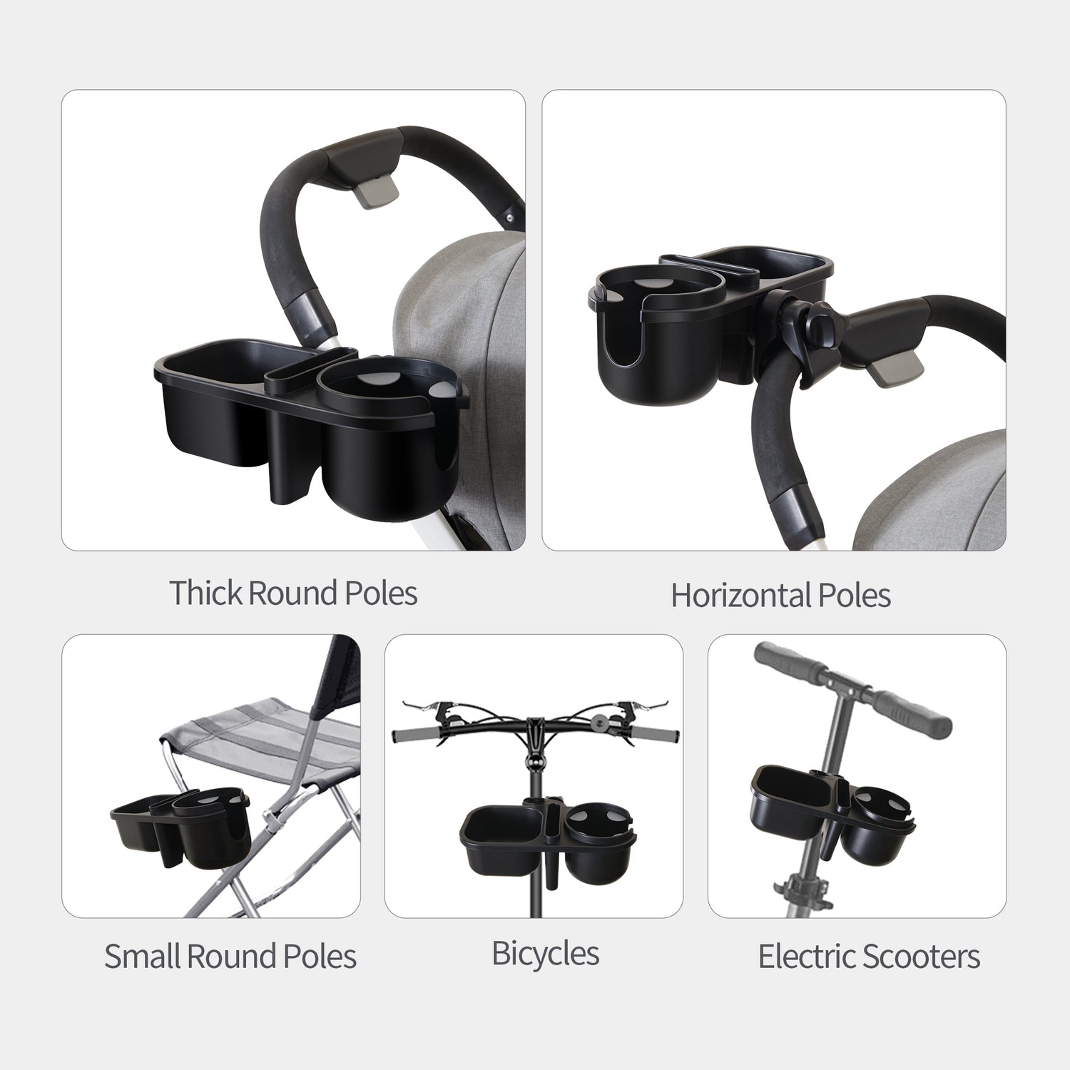 Maroon Chronos 3-in-1 baby stroller parent cup holders attached to a biking stroller, showcasing versatile design and easy access.
