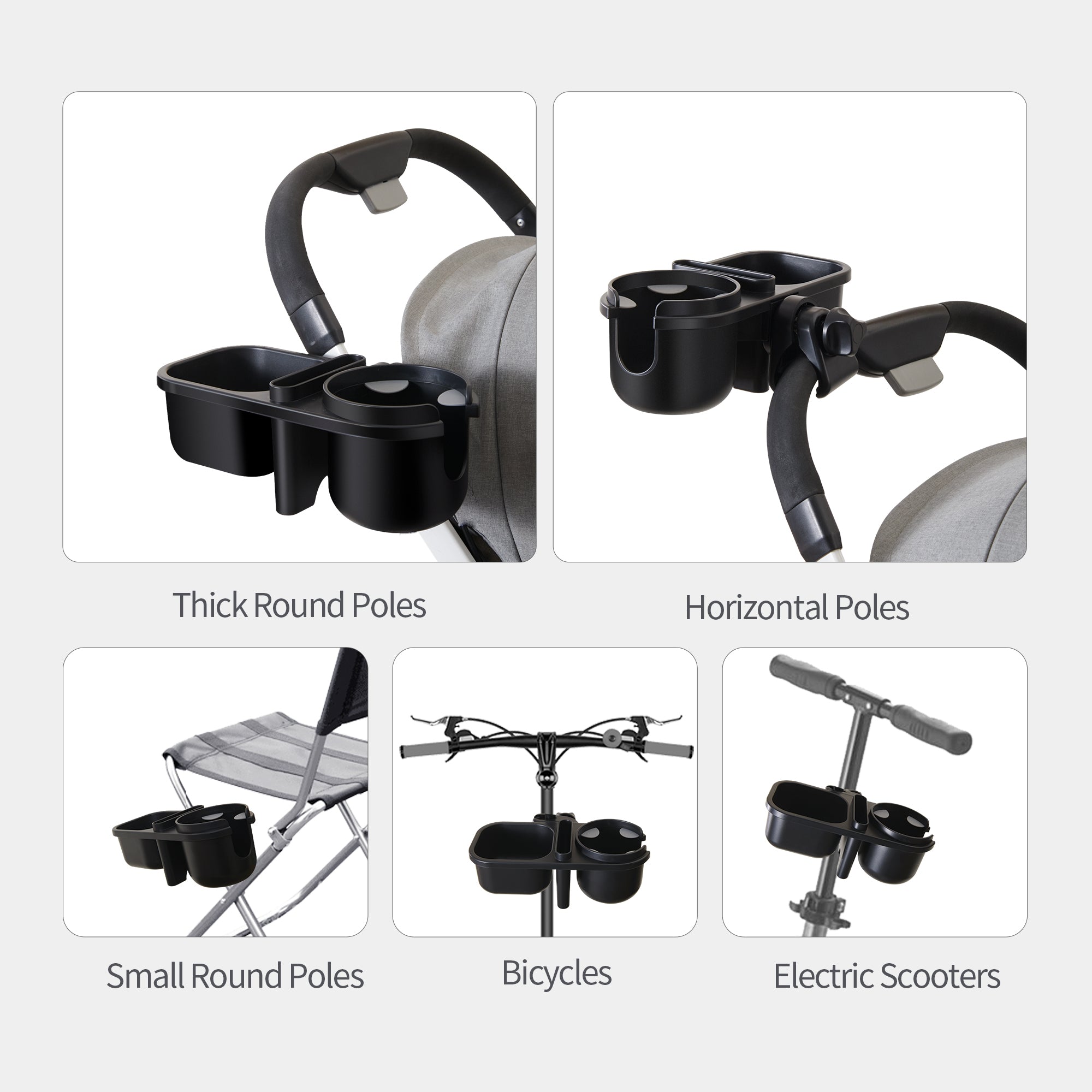 Maroon Chronos 3-in-1 baby stroller parent cup holders attached to a biking stroller, showcasing versatile design and easy access.