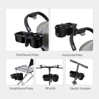 Maroon Chronos 3-in-1 baby stroller parent cup holders attached to a biking stroller, showcasing versatile design and easy access.