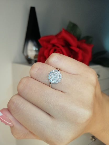 925 silver statement ring with diamond button design by Ultramarine Birch, featuring a bold and elegant jewelry piece.