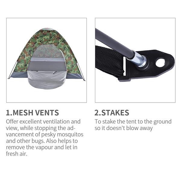 Camouflage Teal Simba camping dome tent suitable for 3-4 people, set up outdoors with trees in the background