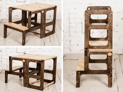 Brown Lavender Arachne 2-in-1 kitchen helper and table, versatile furniture piece with sturdy construction and functional design.