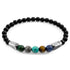 Multicoloured multi-gem Hukou silver bracelet with stones, featuring intricate design and vibrant gemstone accents.