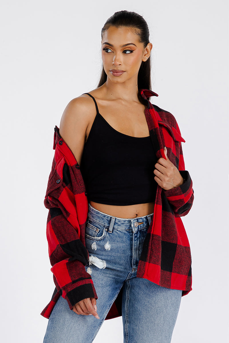 Lime Milo Boyfriend oversized soft flannel shacket in a cozy plaid pattern, stylish jacket with a relaxed fit.