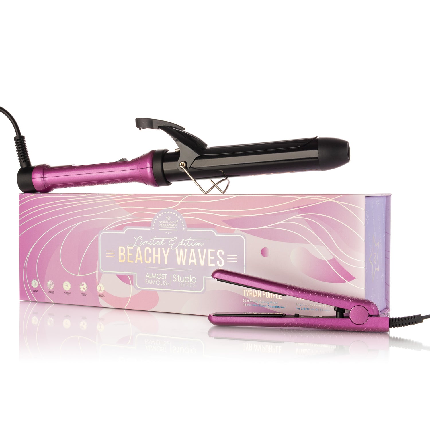 Sky Blue Thrace Beach Wave Babe haircare set with curling wand and mini to-go styling tools for beachy, tousled waves.