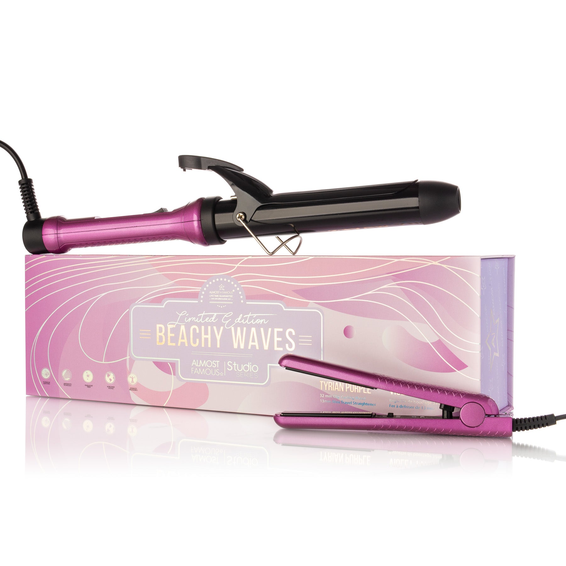 Sky Blue Thrace Beach Wave Babe haircare set with curling wand and mini to-go styling tools for beachy, tousled waves.