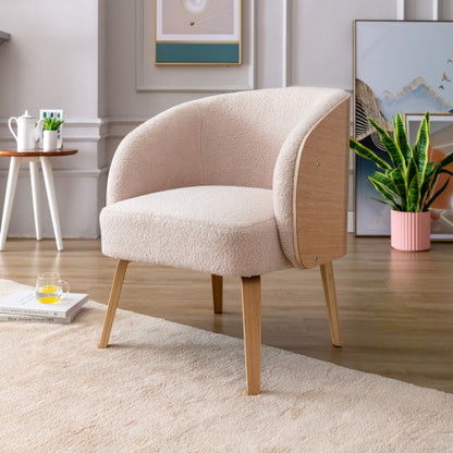 Teal Simba Lamb-hair upholstered accent chair with wooden legs, perfect for living room or bedroom decor.