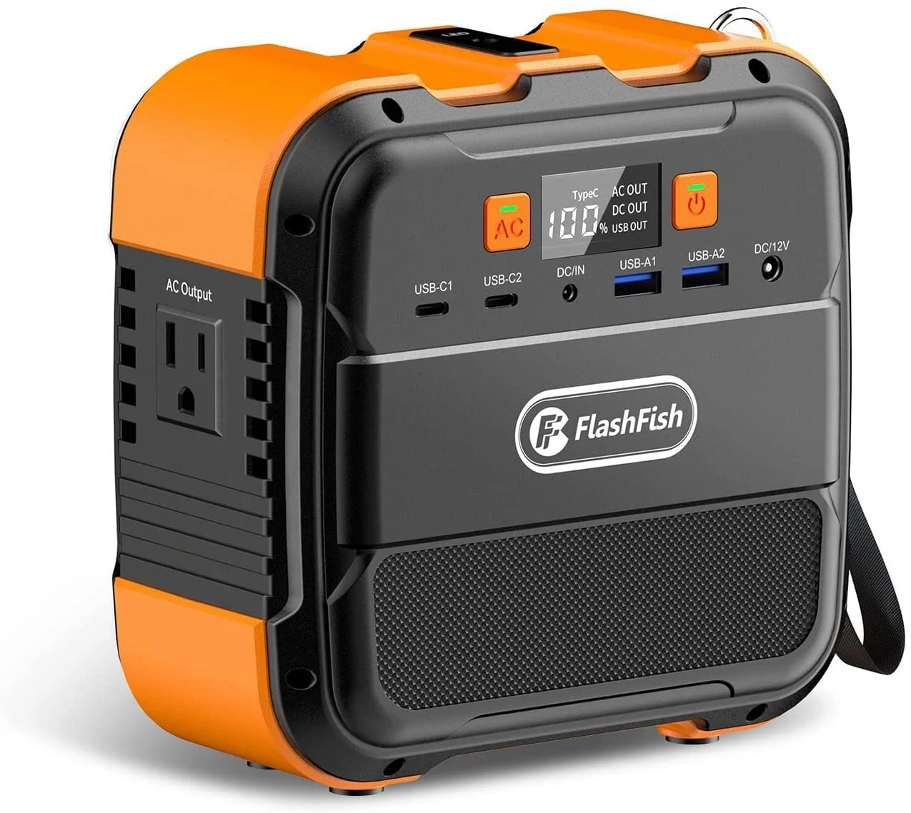 Lilac Milo 98Wh portable power station with multiple charging ports and digital display, used as emergency tech power supply.