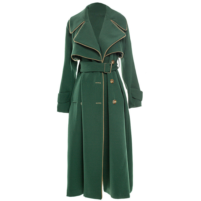 British style long coat by Carmine Juneberry featuring double-breasted design and classic tailored silhouette.