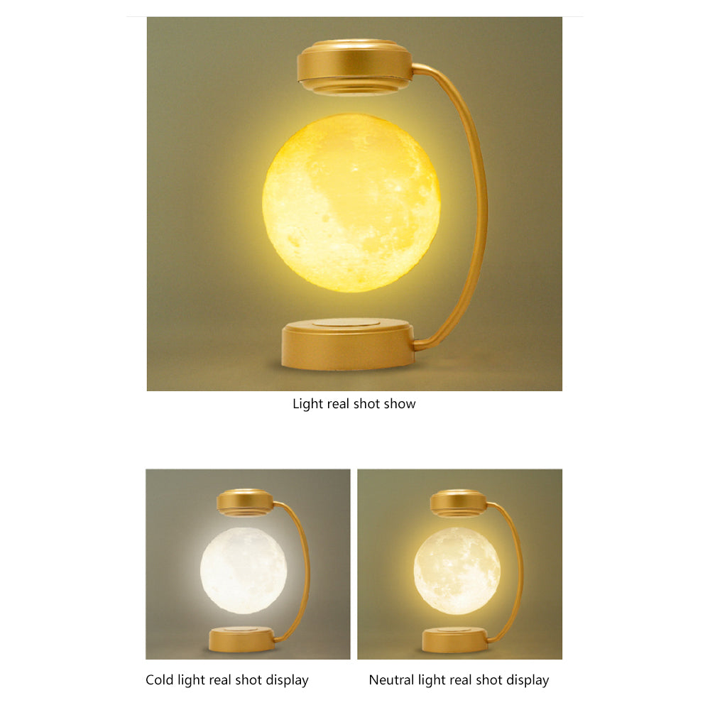 Teal Simba creativity magnetic levitation moon lamp with LED lighting, rotating and dangling in a modern tech accessories display.