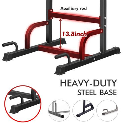 Adjustable Lilac Milo barbell rack with squat stand and dipping station for versatile strength training exercises.