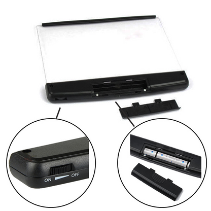 Lilac Milo portable LED tablet book light, compact night reading light with adjustable brightness for tech accessories.