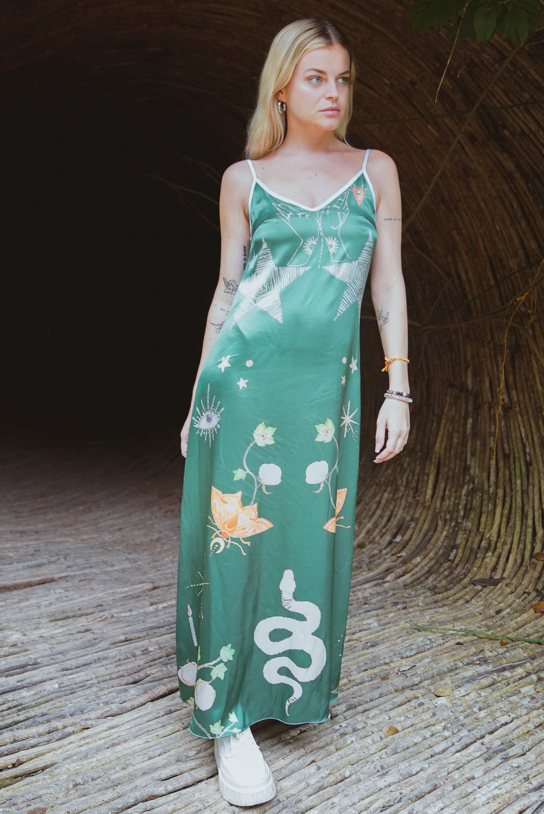 Violet Apollo Andromeda Silk Dress in Jungle Altar, women&