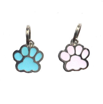 Salmon Oscar Paw Cat Dog Collar Charm attached to a pet collar, featuring a cute paw print design for cats and dogs.
