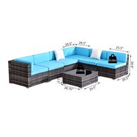 Outsunny 7-piece outdoor rattan sofa set by Taupe Shadow with cushioned seating and glass-top tables on patio.