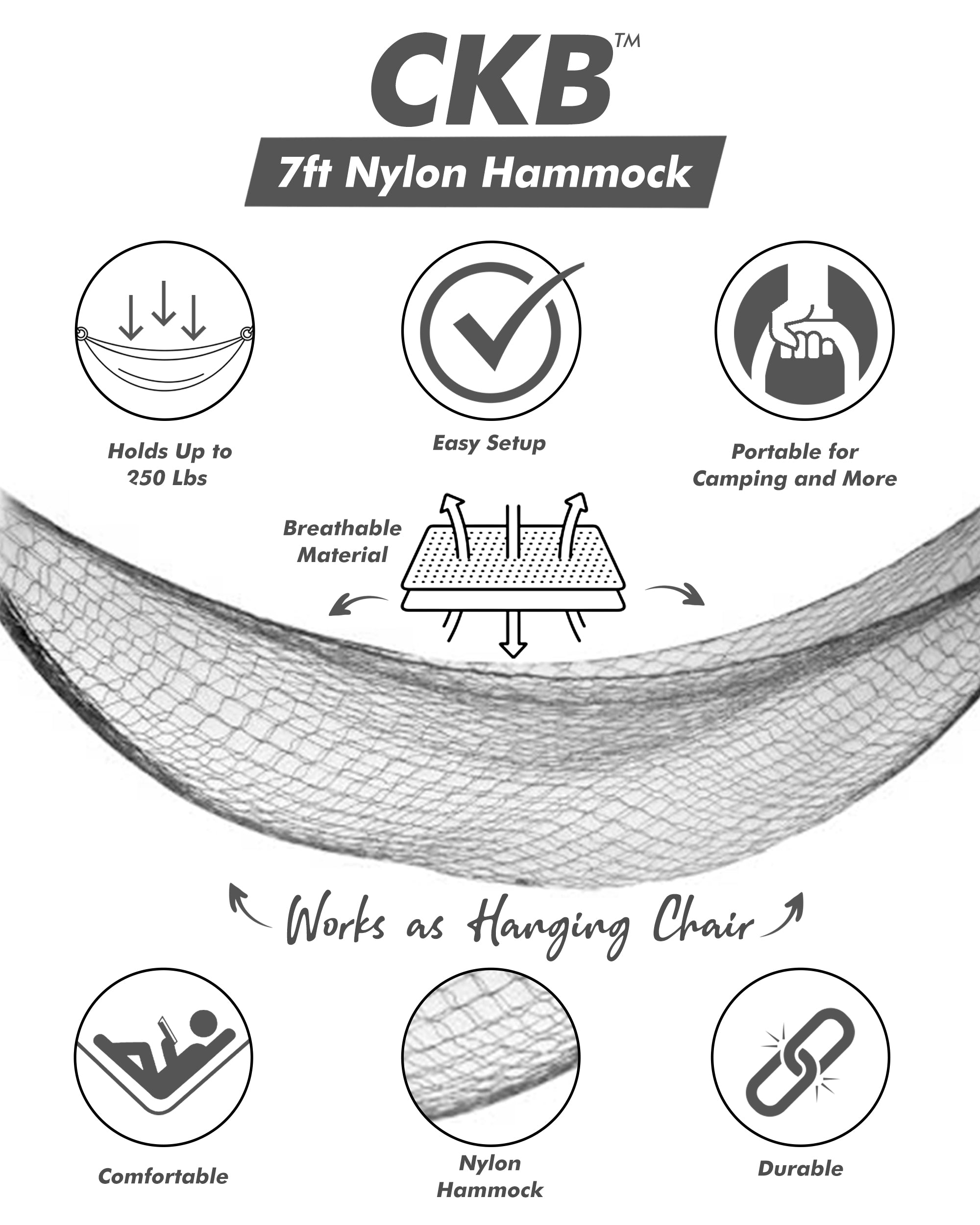 Lime Sycamore 7ft nylon hammock outdoors, portable and easy to set up, supports up to 220 lbs, ideal for relaxing in home and garden.