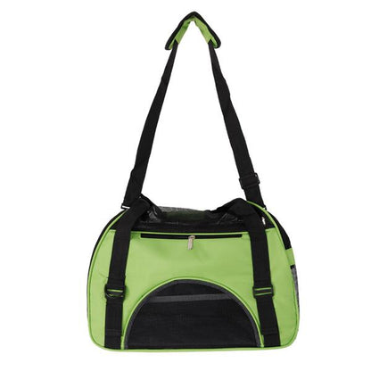 Teal Simba hollow-out portable waterproof pet handbag with breathable design, suitable for carrying small pets comfortably.