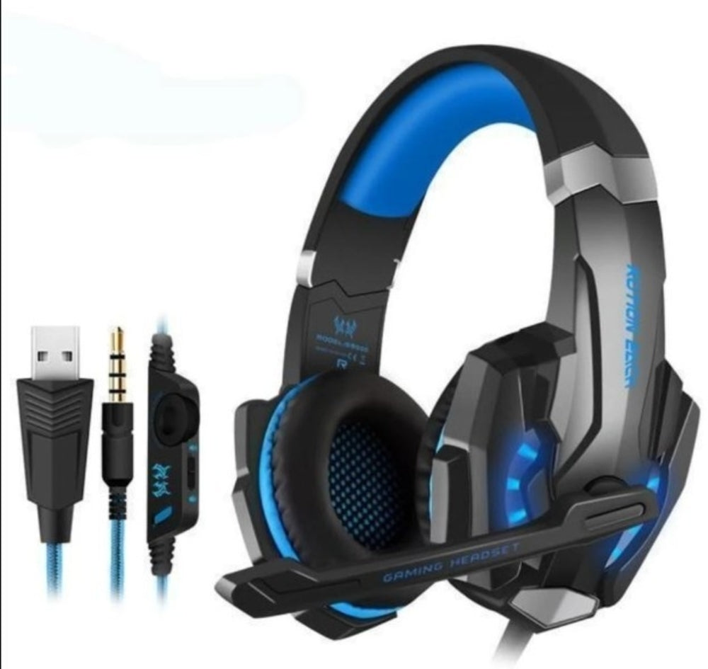 Yellow Pandora Ninja Dragon G9300 LED gaming headset with built-in microphone, featuring adjustable headband and colorful LED lights.