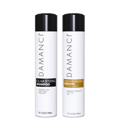 Chocolate Baobab Keratin Recovery Kit for haircare, featuring bottles of shampoo, conditioner, and treatment products.