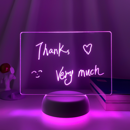 Lilac Milo touch control 3D night light with message board, rewritable base, and customizable lighting for tech accessories.